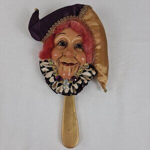 Katherine's Collection Jester Mardi Gras Hand Mirror Hand Crafted